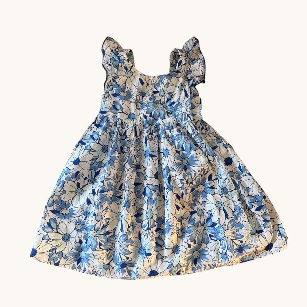 Sigrid Olsen Kids Blue Daisy Floral Ruffle Dress Girls Size 5